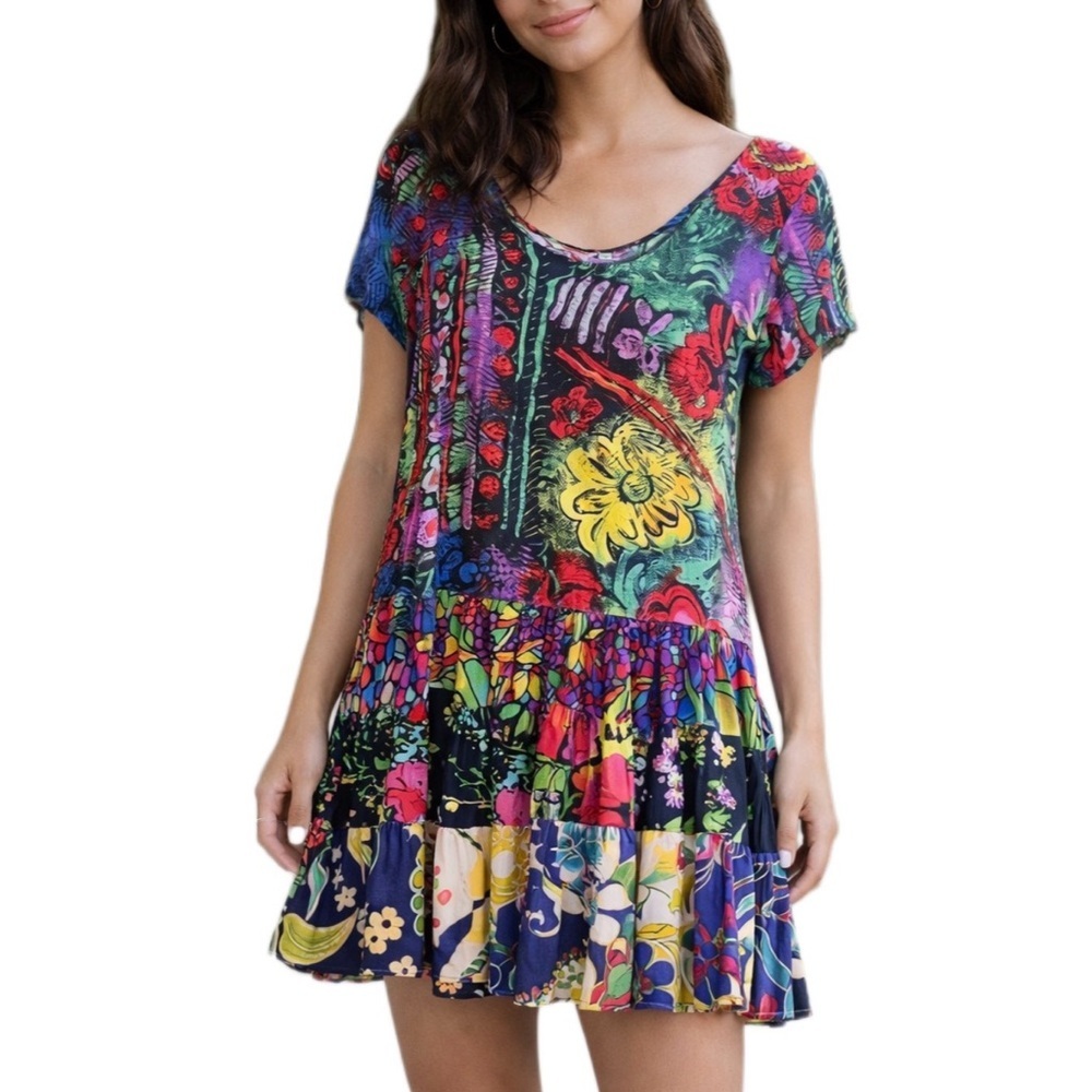 Jams World Hattie Florentine Hawaiian Floral Retro Multicolor Dress Size XS